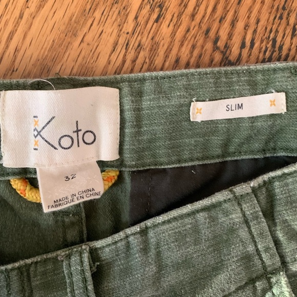 Koto Slim Fit Green Army Cargo Pants, military - Picture 10 of 15